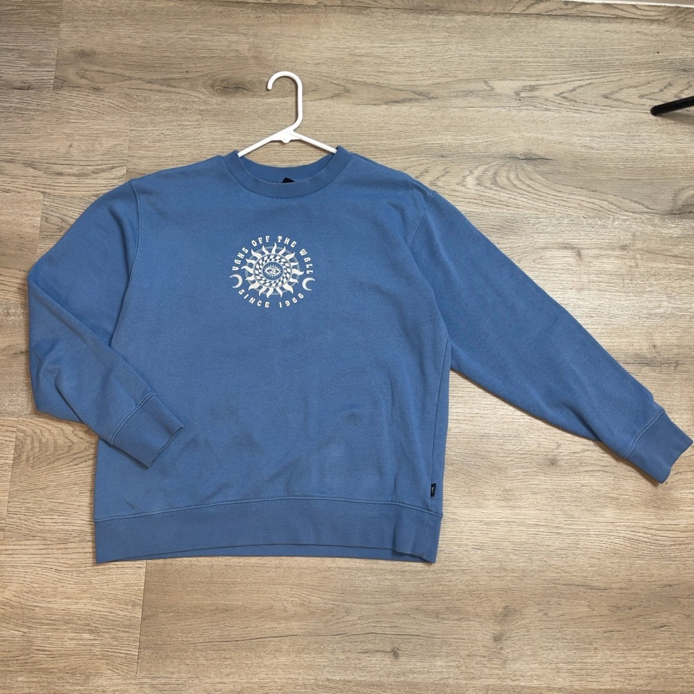 VANS Off The Wall Blue Graphic Print Crewneck Pullover Sweatshirt small